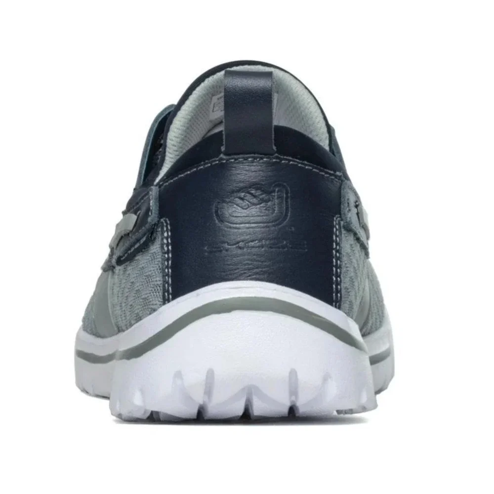 Skuze Del Marina Mens Boat Shoes Grey Navy Blue Mesh Lightweight Size 7.5